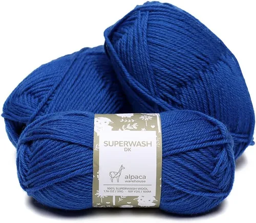 Miniatura 40 de 100% lana pura Superwash de Alpaca Warehouse, juego de 3 madejas (150 gramos) de peso DK - Procedencia directa de Perú - Celestialmente suave