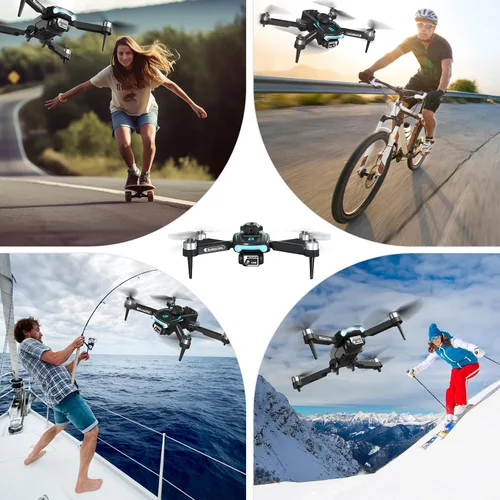 Miniatura 9 de Dron con cámara para adultos 1080P HD, mini dron con evitar obstáculos 50 minutos de tiempo de vuelo largo, cuadricóptero RC plegable con motor sin