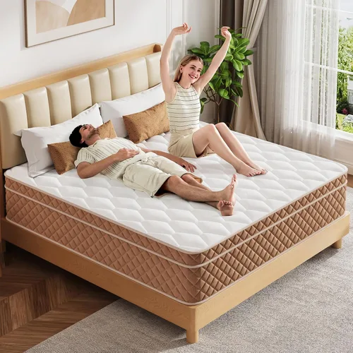 Miniatura 11 de Colchón híbrido de espuma viscoelástica de 12 pulgadas, resortes individuales para alivio de presión, comodidad firme media, certificado