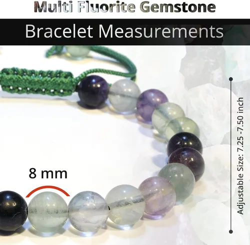 Miniatura 212 de Adjustable Crystal Bracelet – Gemstone Bead Bracelet with Adjustable Macrame String – Chic Gemstone Bracelet for Men and Women – 8mm Round Healing