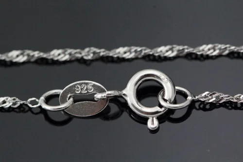 Miniatura 3 de Adabele Solid 925 Sterling Silver White Gold Diamond Cut Singapore Chain Link Necklace 1.4mm Strong Tarnish Resistant Hypoallergenic Nickel Free