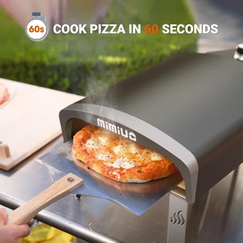 Miniatura 3 de Mimiuo Horno de pizza de gas para exteriores, hornos portátiles de propano para pizza para exteriores, estufa de pizza profesional con piedra