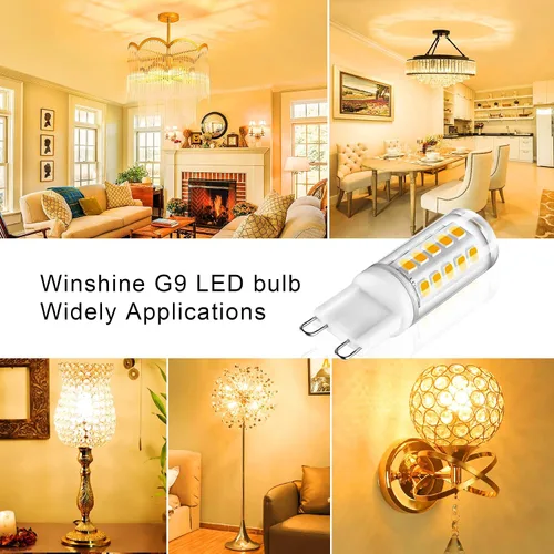 Miniatura 6 de Winshine - Bombilla LED G9 T4 doble clavija, luz cálida de 2700 K para candelabros, 4 W (equivalente halógeno de 40 W), 120 VCA, ángulo del haz