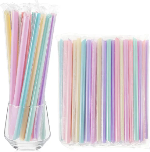 Miniatura 14 de Tessco for you 600 piezas de 25 cm de pajitas jumbo para batidos a granel de 10 mm de plástico desechable con burbujas de té de boca ancha envueltas