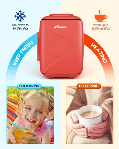 Miniatura 4 de BEICHEN Mini refrigerador [actualización], refrigerador pequeño de enfriamiento rápido de 4 litros/6 latas, refrigerador para el cuidado de la piel
