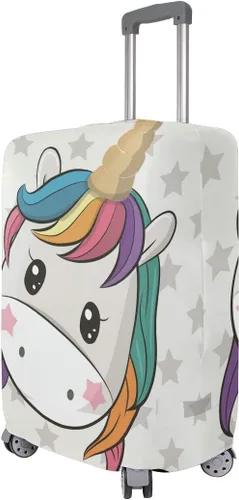 Miniatura 2 de Funda protectora elástica para equipaje de viaje, diseño de unicornio de dibujos animados, estrellas para equipaje de 18 a 20 pulgadas