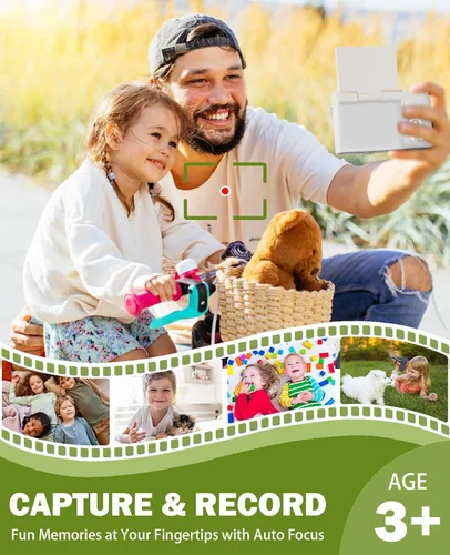 Miniatura 4 de Cámara digital para niños, 64 MP, 1080P, 2.4 pulgadas, pantalla abatible, 32 GB, tarjeta SD para niños, niñas, juguetes, regalos para niñas de 3 a