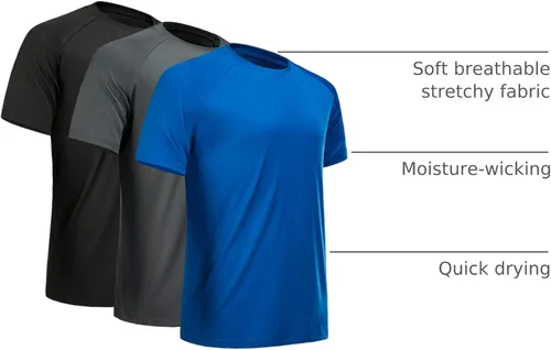 Miniatura 44 de Camisetas de entrenamiento para hombre, de manga corta, de secado rápido, atlético, gimnasio, activo, absorbe la humedad