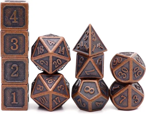 Miniatura 6 de Haxtec - Juego de dados metálicos para Calabozos y Dragones (DND, D&D), 7 unidades con dados de 20, 12, 10, 8, 6 y 4 para juegos de rol de mesa