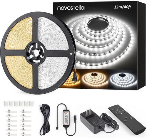Miniatura 12 de NOVOSTELLA Kit de tira de luces LED blancas sintonizables de 20 pies, regulable, 3000K-6500K, 24V, cinta de luces LED con control remoto, cuerda