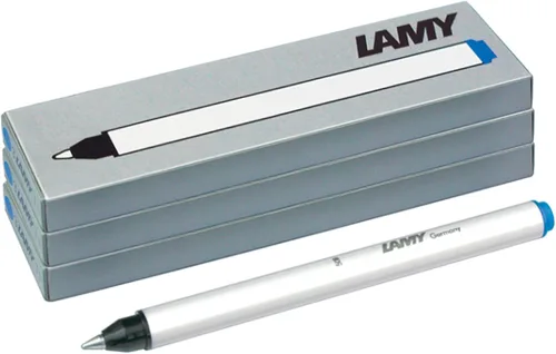 Miniatura 6 de LAMY T11 Rollerball Pen Cartridges Set of 6 with Large Ink Supply and Stainless Steel Tip in Blue (Erasable) for Cartridge Roller Ball Model 311