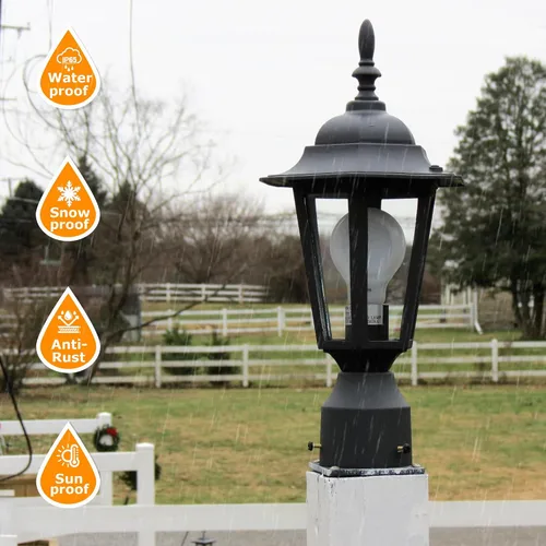 Miniatura 2 de LIT-PaTH Lámpara de poste para exteriores de 16 pulgadas, farol de poste exterior con vidrio transparente, iluminación de poste de aluminio cableado