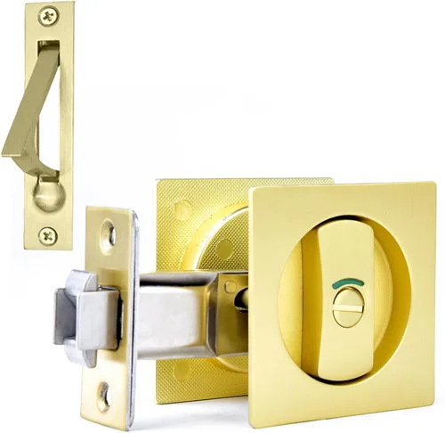 Miniatura 29 de Dontay Cerradura de indicadores codificados por color para puerta de bolsillo, cerradura de manijas de privacidad (cama/baño), fondo de 2-3/8 Negro