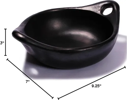 Miniatura 4 de Ancient Cookware, Plato redondo de arcilla Chamba con asas, pequeño, 16 onzas