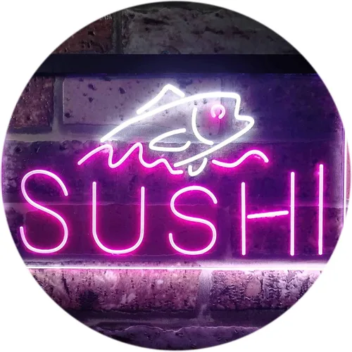 Miniatura 20 de ADVPRO Sushi Fish Sashimi Restaurant - Letrero de neón LED de doble color, azul y rojo, 12 x 8.5 pulgadas, st6s32-i3334-br
