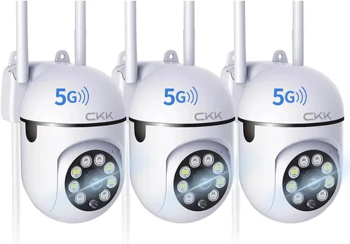 CKK Cámara de seguridad inalámbrica 1080P, 3 cámaras PTZ WiFi de 2 MP para el hogar (doble banda 2.4G/5G), panorámica/inclinación de 360°, visión 3
