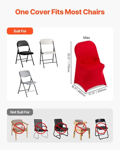 Miniatura 90 de VEVOR 150 fundas blancas para sillas de poliéster y elastano, fundas elásticas para bodas, fiestas, comedor, banquetes, sin pinzas, 150