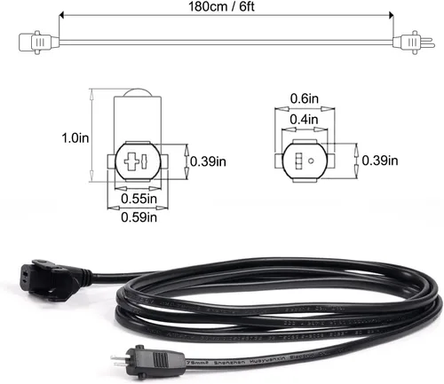 Miniatura 7 de Sopito Cable de extensión de repuesto para sillón reclinable de 6.6 pies (6.6 ft) para silla elevadora o sillón reclinable, cable de alimentación