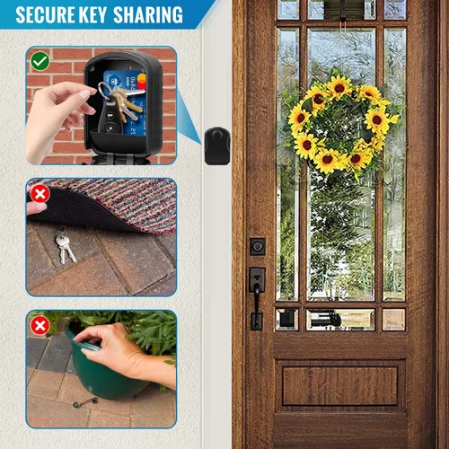 Miniatura 2 de Caja de seguridad para llaves con código, caja de bloqueo de llave de gran capacidad para montaje en pared exterior, resistente al agua, combinación