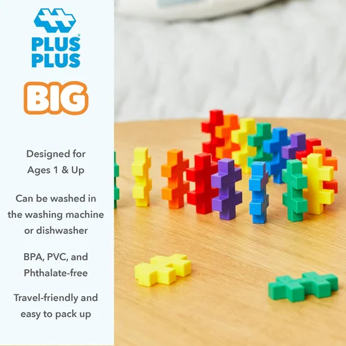 Miniatura 6 de PLUS PLUS Big - Juego de 600 piezas en bañera de almacenamiento, bloques de construcción de rompecabezas grandes entrelazados, juguetes de tallo