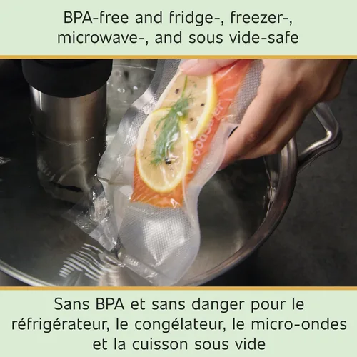 Miniatura 6 de FoodSaver Bolsas selladoras al vacío de longitud personalizada, paquete múltiple, 5 rollos para almacenamiento hermético de alimentos y Sous Vide