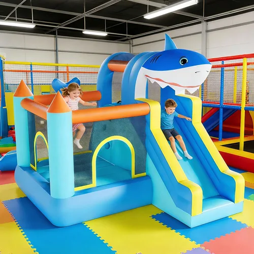 Miniatura 6 de Garvee Castillo inflable de rebote para niños, gorila de salto con soplador de aire y tobogán, castillo animoso para patio trasero familiar