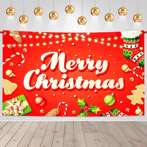 Cartel grande de Feliz Navidad, 72 x 44 pulgadas, decoraciones de fiesta de Navidad, pancarta de fiesta de Navidad, decoraciones de Navidad para el
