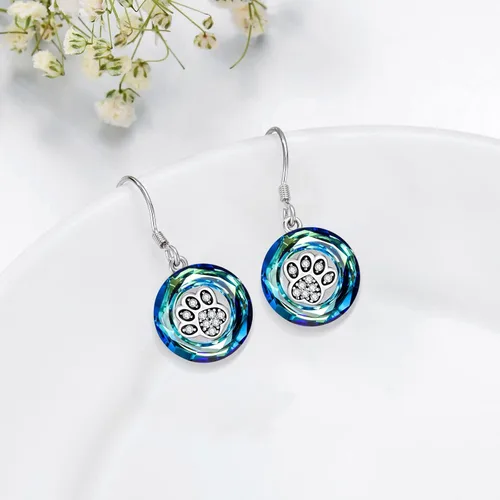 Miniatura 13 de POPKIMI Bonitos aretes colgantes de animales, joyería de animales, regalos de cumpleaños y Navidad para mujeres, aretes de ópalo de cristal de plata