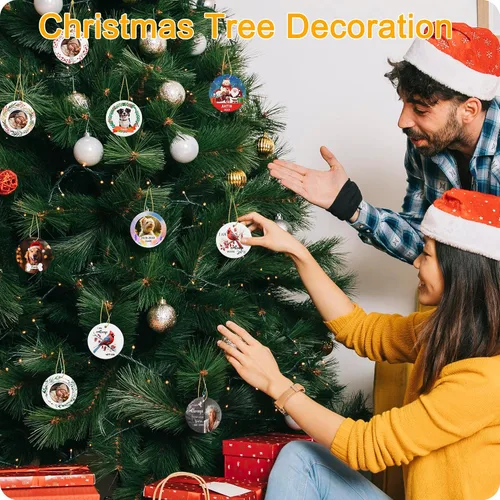 Miniatura 7 de Adornos personalizados para la primera Navidad del bebé, adornos colgantes de cerámica con foto de bebé, regalo de recuerdo para bebé recién nacido