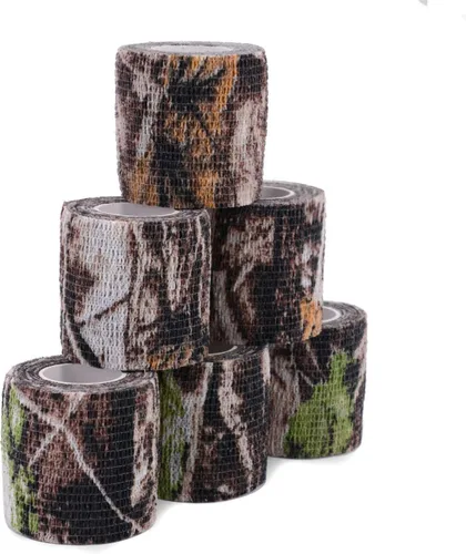 Miniatura 14 de Cinta envolvente autoadhesiva de camuflaje para protección de 5 cm x 4,5 m. Cinta de camuflaje discreta de tela no tejida. Vendaje elástico