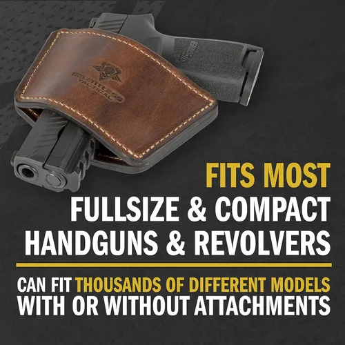 Miniatura 2 de Funda universal Dual Threat IWB/OWB para cinturón, fabricada en Estados Unidos, funda ambidiestra de cuero de grano completo, transporte abierto