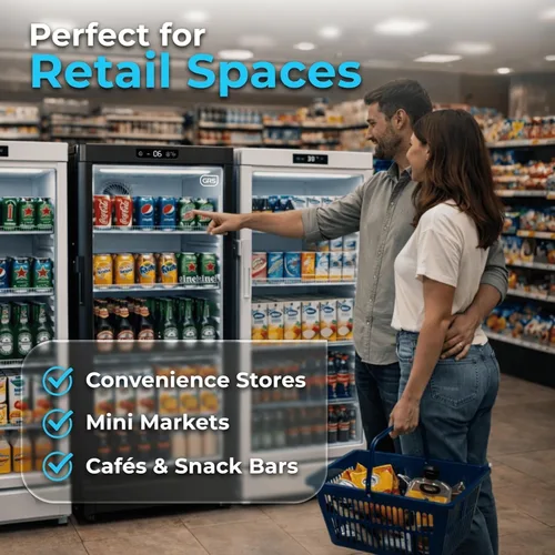 Miniatura 6 de GRS Refrigerador comercial con cerradura de puerta de vidrio Flujo de aire fresco y temperatura Refrigerador de bebidas, enfriador de bebidas