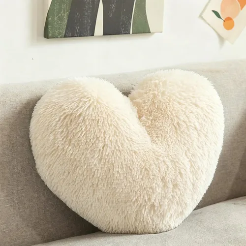 Miniatura 19 de MorroMorn Almohadas de Pelo Esponjoso en Forma de Corazón, Almohadas Decorativas Peludas para Sofá, Cama, Decoración Linda de Habitación
