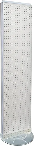 Azar Displays 700440-WHT, EXPOSITOR DE PISO DE PEGBOARD DE DOS CARAS BASE DE ESTUDIO REVOLVANTE REDONDO TAMAÑO DEL PANEL: 16" W X 60" H, Blanco