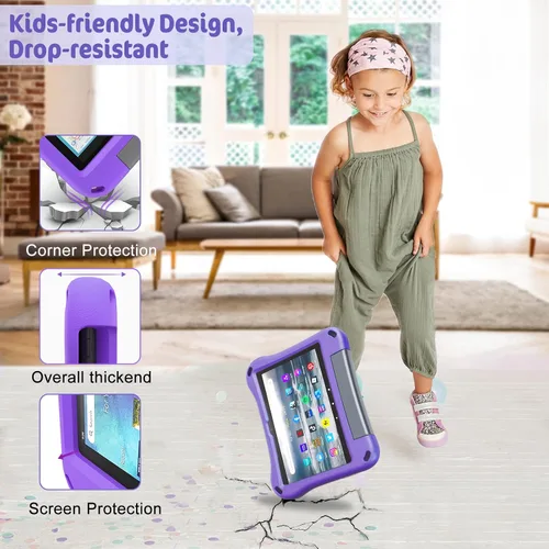 Miniatura 5 de Auorld - Funda ligera a prueba de golpes con asa para tableta 8 para niños (12ª generación, versión 2022/10ª generación, versión 2020), color morado