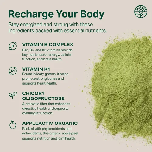 Miniatura 4 de Proper, The Greens Daily Boost Organic Greens Powder. Alimento Integral, Polvo Vegetal Superalimento Sabor Manzana con Pasto de Trigo, Espirulina