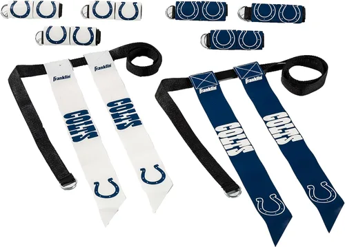 Miniatura 34 de Franklin Sports NFL - Conjuntos de fútbol con bandera del equipo de la NFL, cinturones + banderas, para niños + adultos, se adapta a cintura