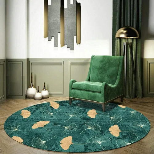 Miniatura 2 de Alfombra redonda nórdica verde circular para sala de estar, dormitorio, mesita de noche, decoración del hogar, 31.5 in, 39.4 in, 47.2 in, 63.0 in