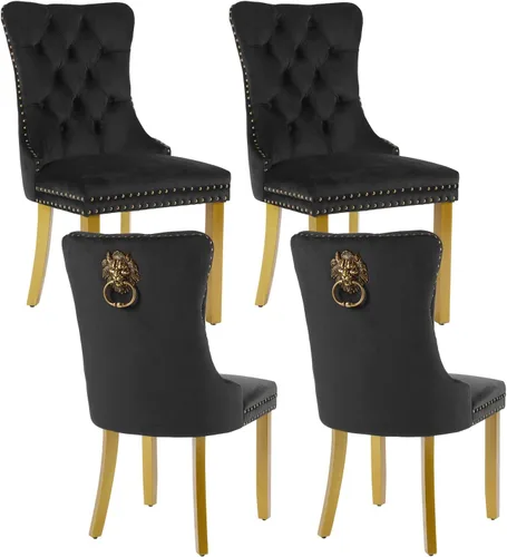 Miniatura 32 de Shenyon Juego de 2 Sillas de Comedor de Terciopelo Gris, Sillas de Comedor Tapizadas con Ribete de Anilla Trasera y Patas de Madera Maciza, Sillas