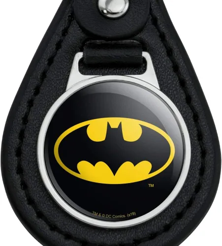Miniatura 3 de GRAPHICS & MORE Colección de llaveros con logotipo de Batman de cuero negro de Batman