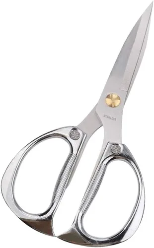 Tijeras de cocina multiusos, tijeras de acero inoxidable resistentes con tijeras fuertes de borde recto (plateado)