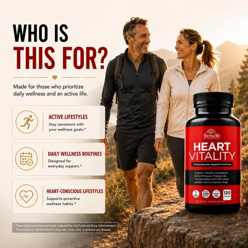 Miniatura 5 de HerbaMe Suplemento de apoyo cardíaco para hombres y mujeres, bienestar cardíaco diario y apoyo a la circulación, apoya el bienestar cardiovascular