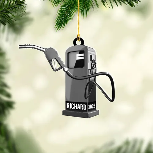 Miniatura 7 de Adorno de Navidad personalizado con bomba de gas, decoración retro personalizada para árbol de vacaciones, recuerdo único para trabajadores