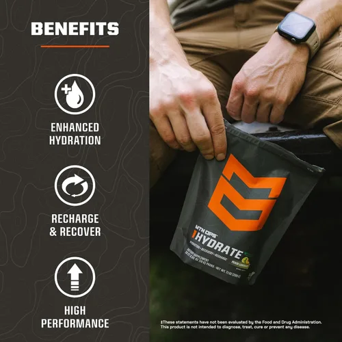 Miniatura 4 de MTN OPS Hydrate - Mezcla de bebida en polvo de electrolitos, naturalmente endulzada con fruta de monje, sin gluten, 20 porciones individuales