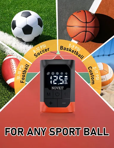 Miniatura 2 de Inflador y deflector eléctrico portátil con aguja plegable, bomba de aire de bola deportiva con batería recargable con manómetro para baloncesto