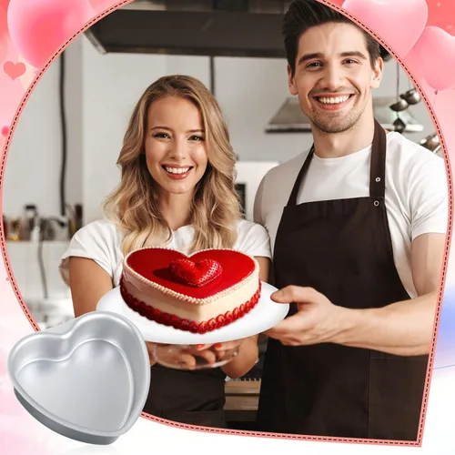 Miniatura 5 de Mifoci 3 moldes de aluminio con forma de corazón para tartas, molde para hornear en forma de corazón, para bricolaje, cocina, boda, fiesta