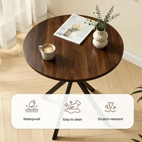 Miniatura 3 de Juego de 2 sillas y mesas de comedor redondas de 31.5 pulgadas para 2, pequeñas sillas de comedor que ahorran espacio, juegos de comedor pequeños