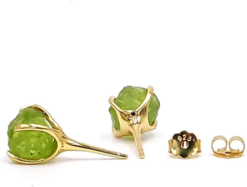 Miniatura 80 de Aretes de piedra preciosa natural en bruto con oro amarillo sobre plata de ley 925, 6 a 0.276 in, regalo de piedra de nacimiento de calidad genuina