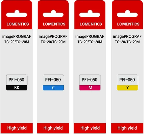 PFI-050 - Depósito de tinta de pigmento de 2.4 fl oz (paquete de 4 unidades, negro cian magenta amarillo) - Lometic PFI-050 PFI050 Cartucho de tinta