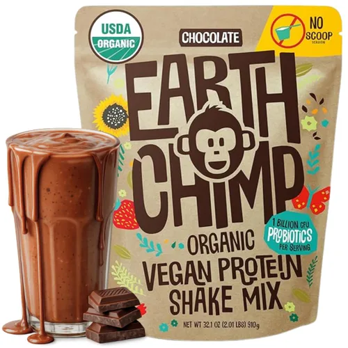 EarthChimp Proteína Vegana Orgánica en Polvo - con Probióticos - Sin OMG, Sin Lácteos, Sin Suero, Proteína en Polvo a Base de Plantas para Mujeres y